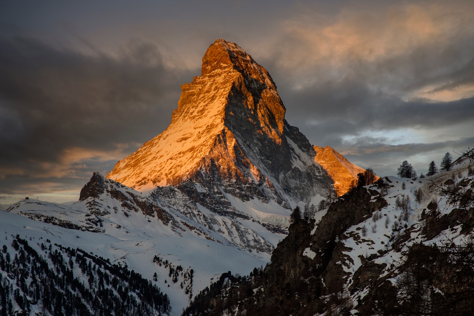 The Matterhorn at sunrise above Zermatt